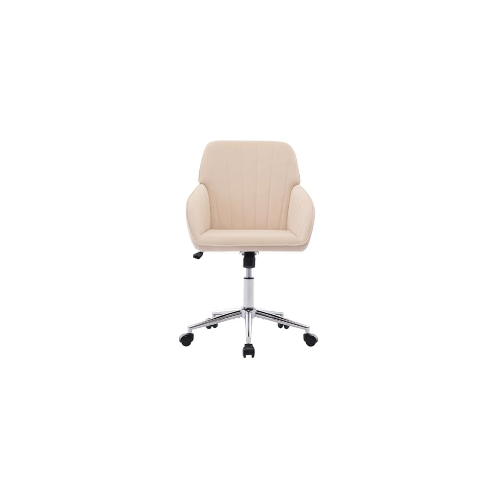 Adjustable Office Chair, Ergonomic Swivel Chair with Backrest, Comfortable Velvet Cushion for Long Sitting, Khaki, Ideal for Home and Office Use