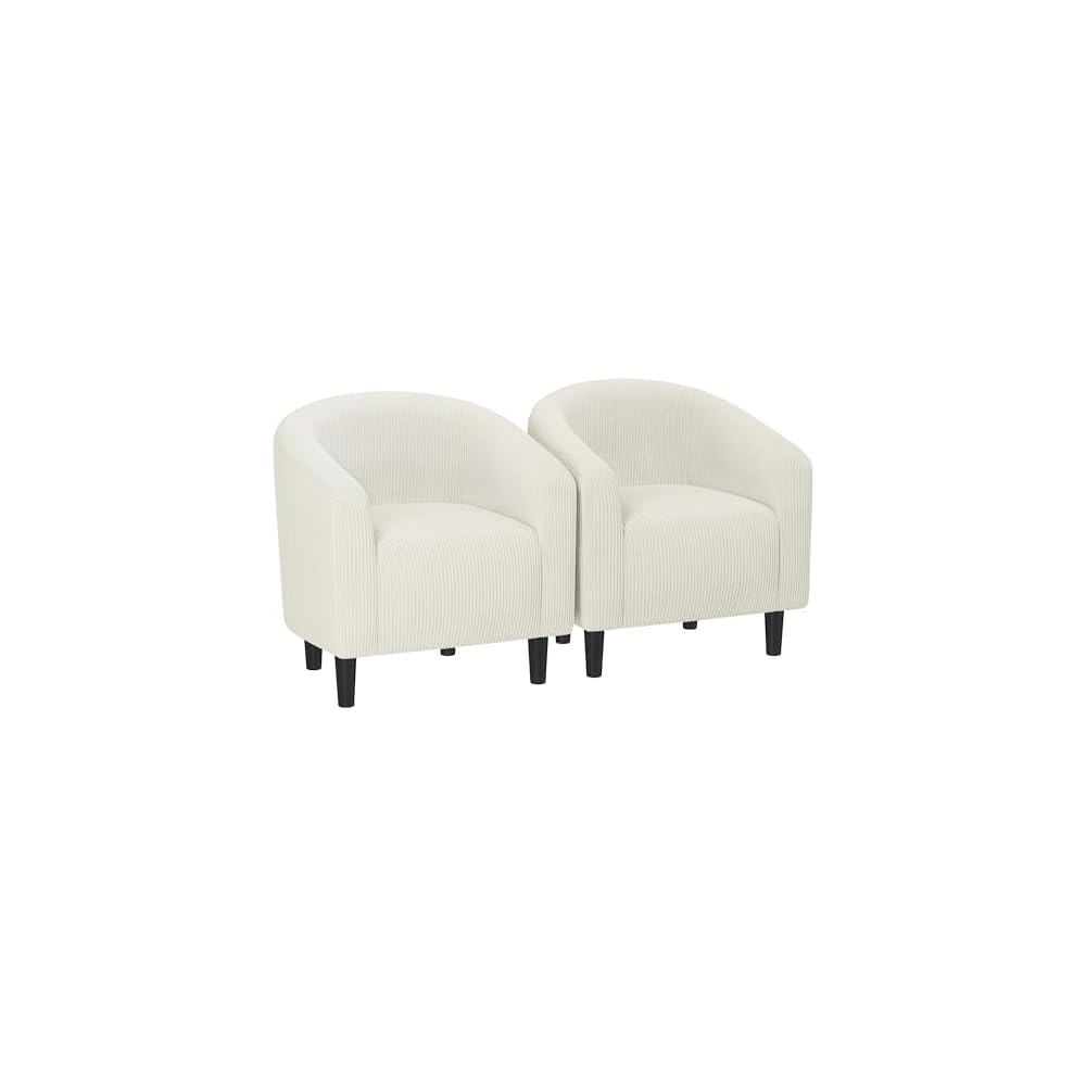 Yaheetech Compact Corduroy Accent Chairs Set of 2 for Small Spaces, Beige