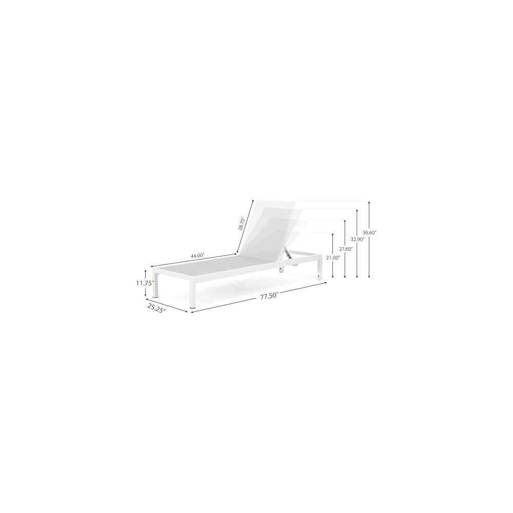 Merax Outdoor Patio Lounge Chair Set of 2, Chaise Waterproof Aluminum Adjustable, UV Resistant All Weather Use Chairs for Beach, Yard, Pool, Gray+White
