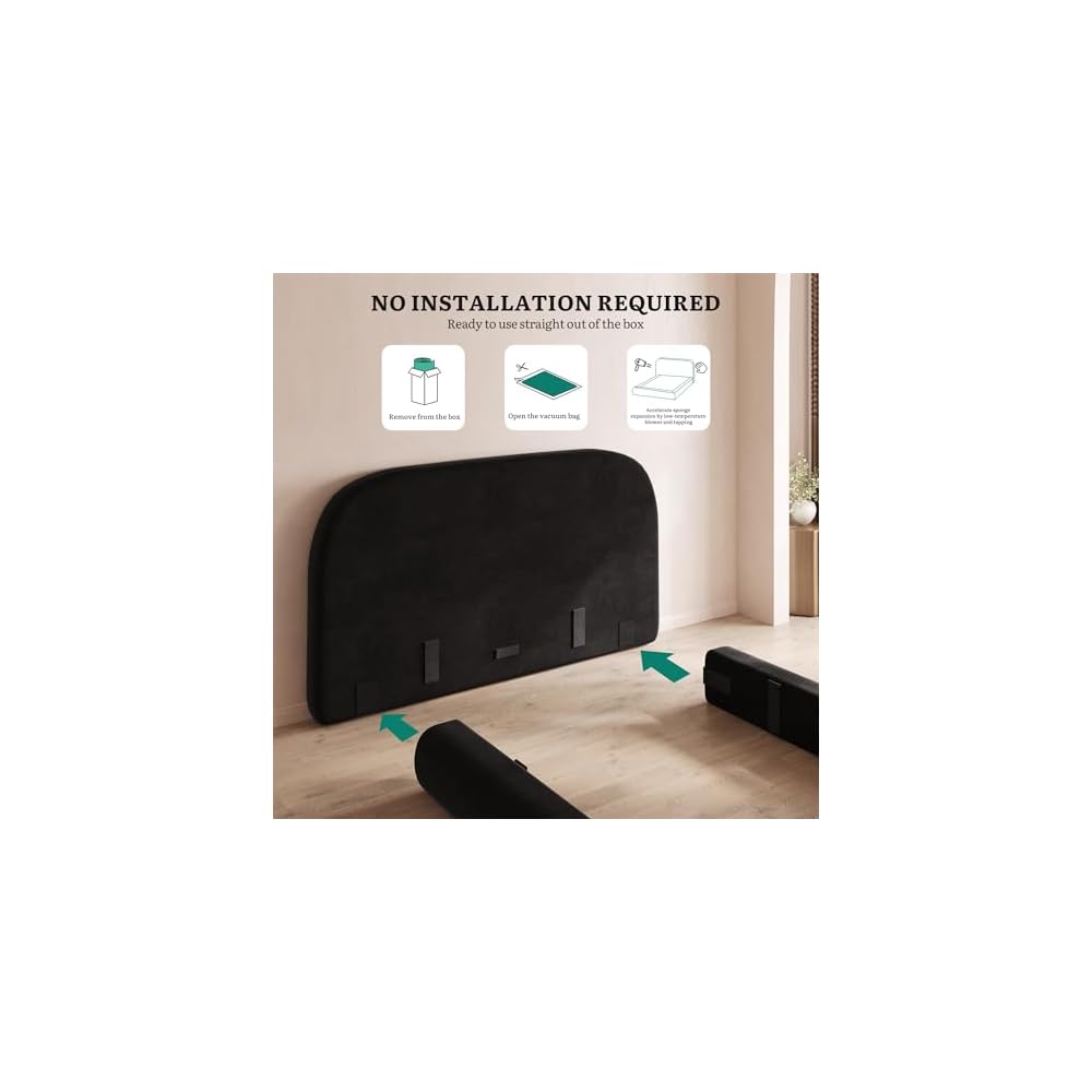 YITAHOME Queen Size Bed Frame, Curved Arched Soft Cloud Bed with Headboard
