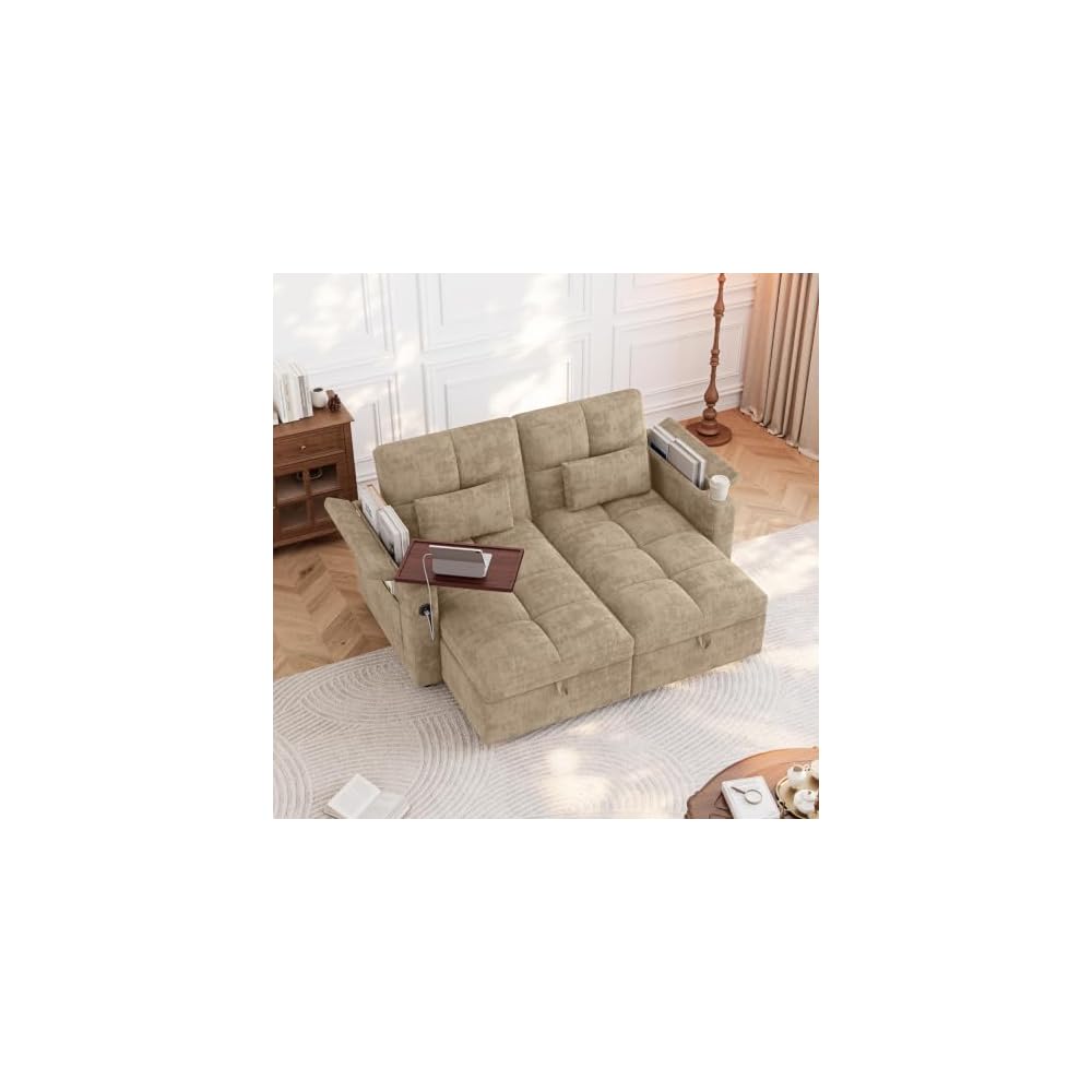 66" 2-Piece Modular Sleeper Sofa with Dual Storage and 5-Position Backrest