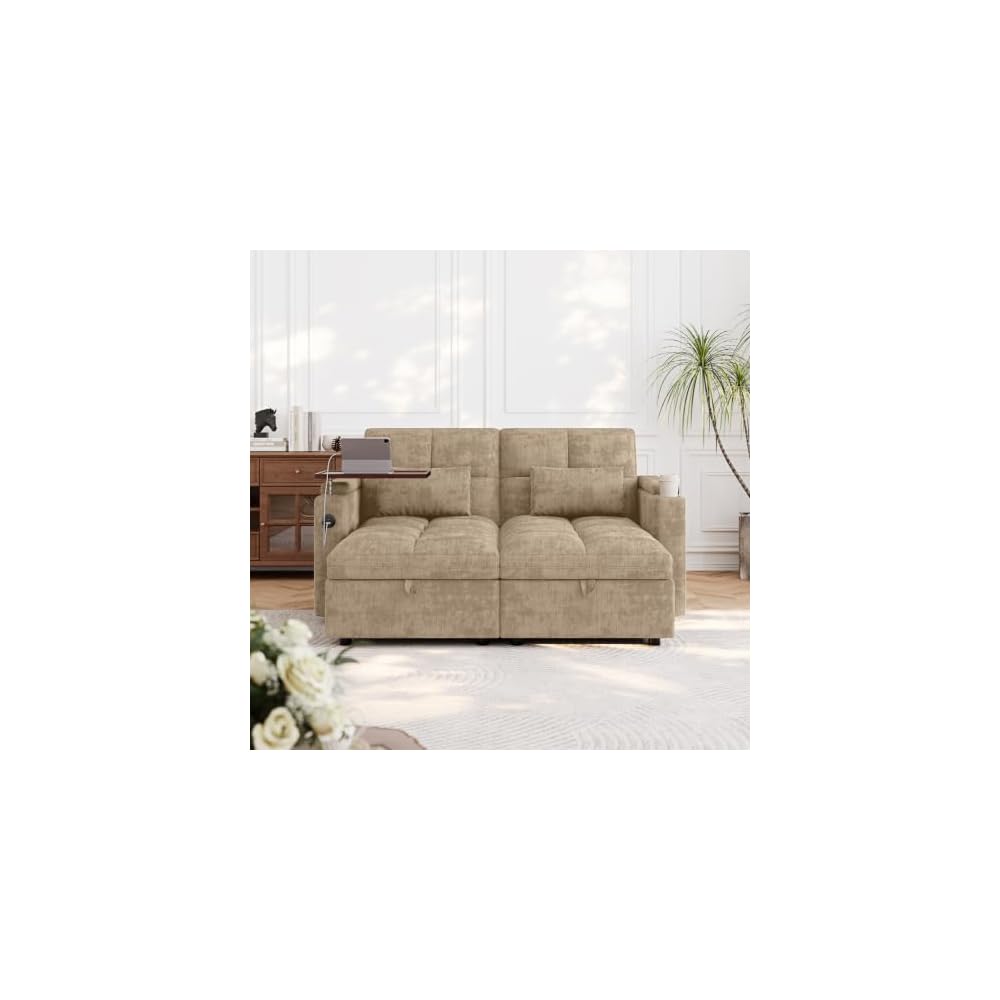 66" 2-Piece Modular Sleeper Sofa with Dual Storage and 5-Position Backrest