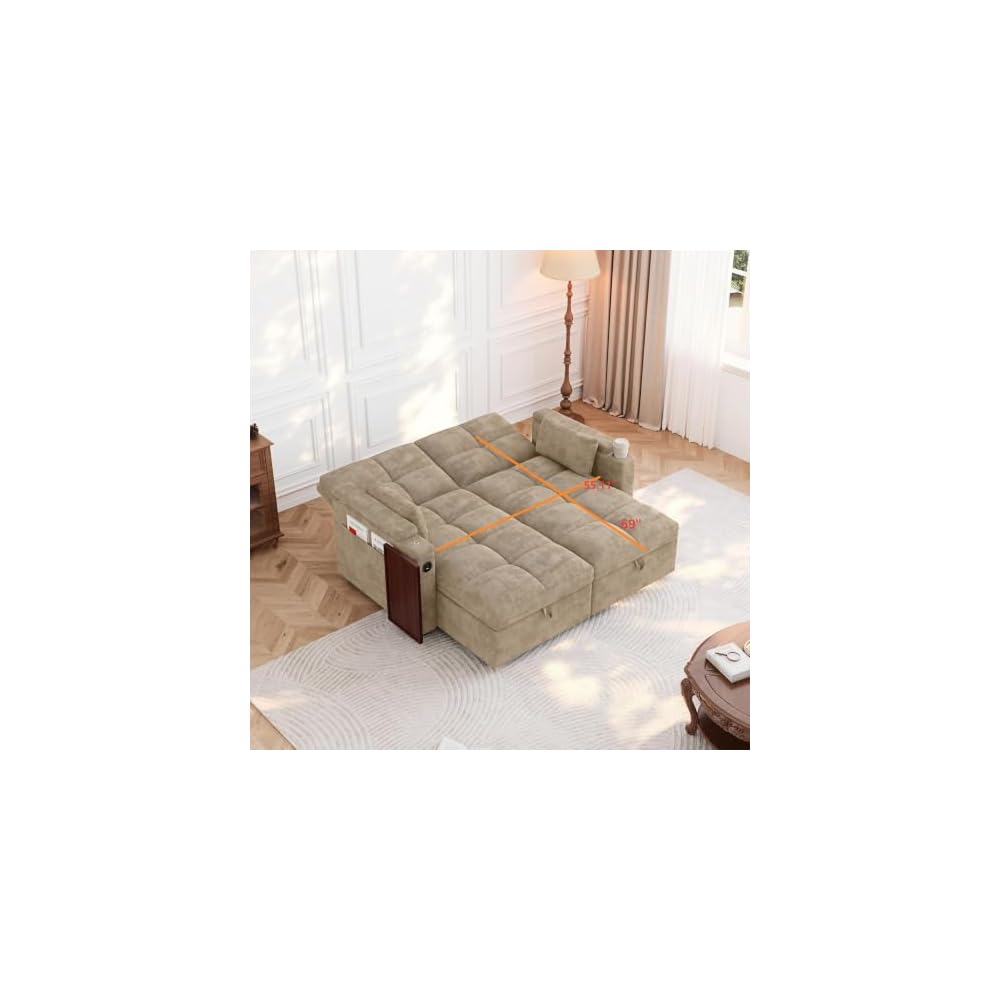 66" 2-Piece Modular Sleeper Sofa with Dual Storage and 5-Position Backrest