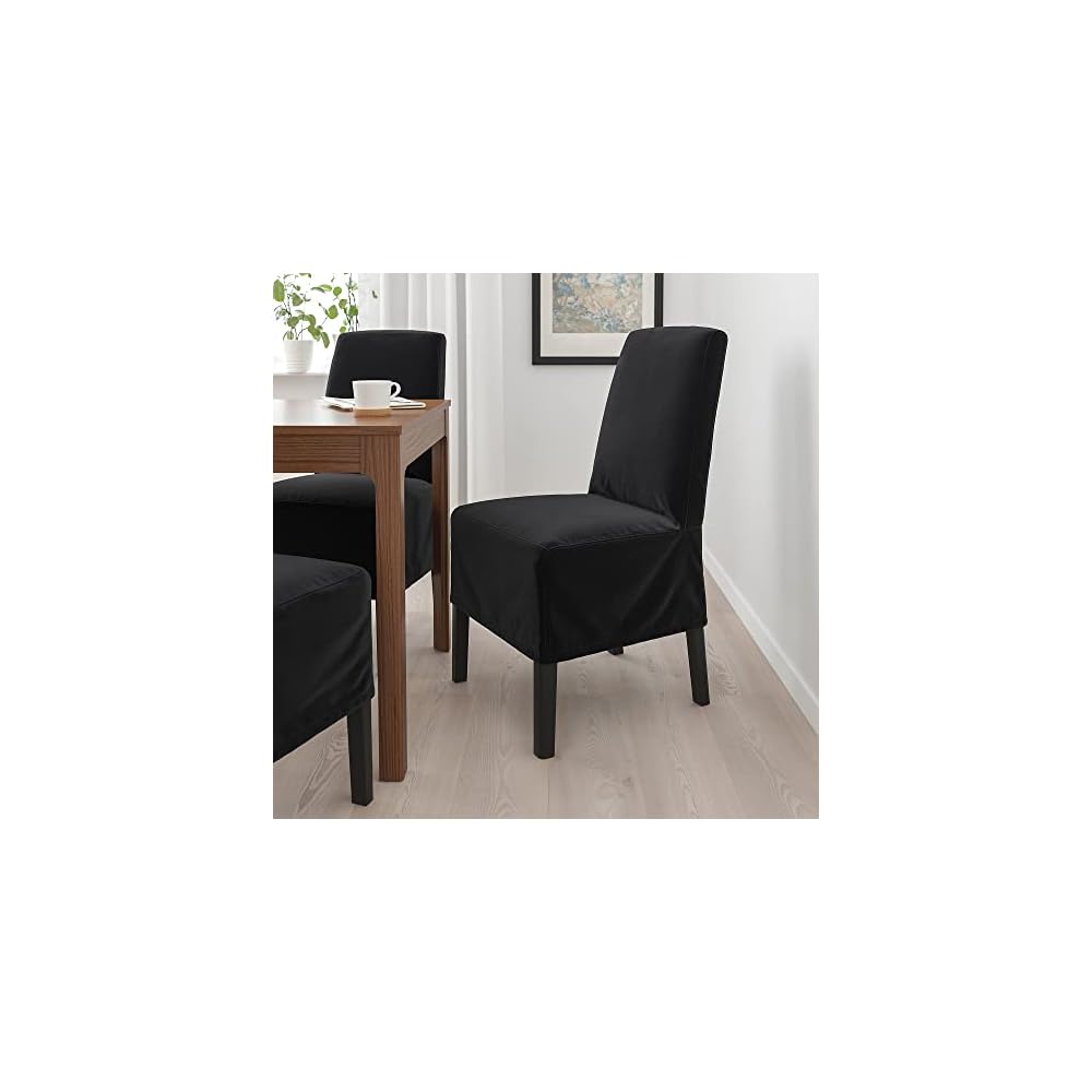 BERGMUND chair w medium long cover, black/Djuparp dark grey