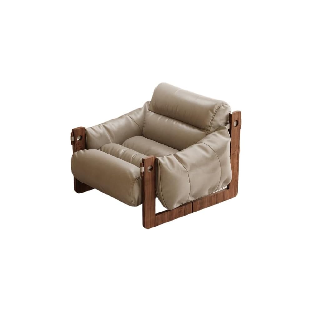 Vintage-Inspired Comfort Recliner with Ergonomic Design (Grey Pale Skin [Walnut Legs])