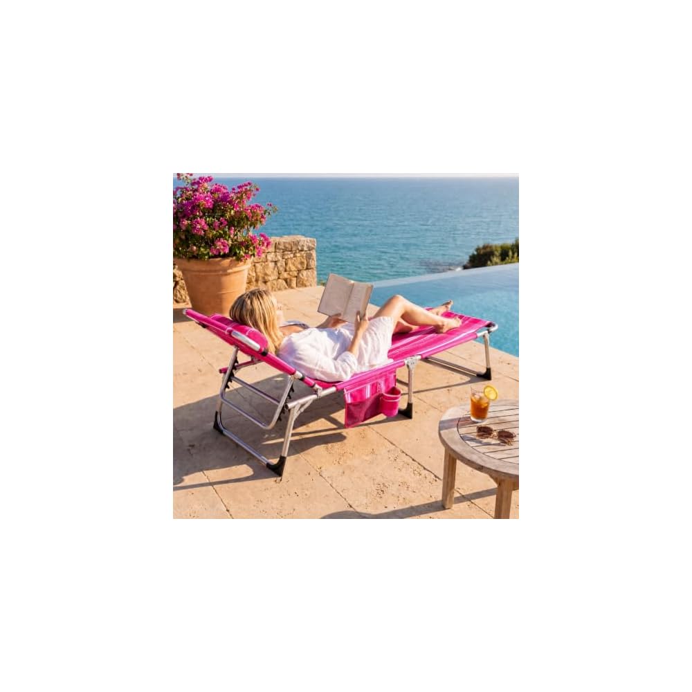 COSTWAY Tanning Chair with Face Hole, Folding Sun Bathing Lounge Chair