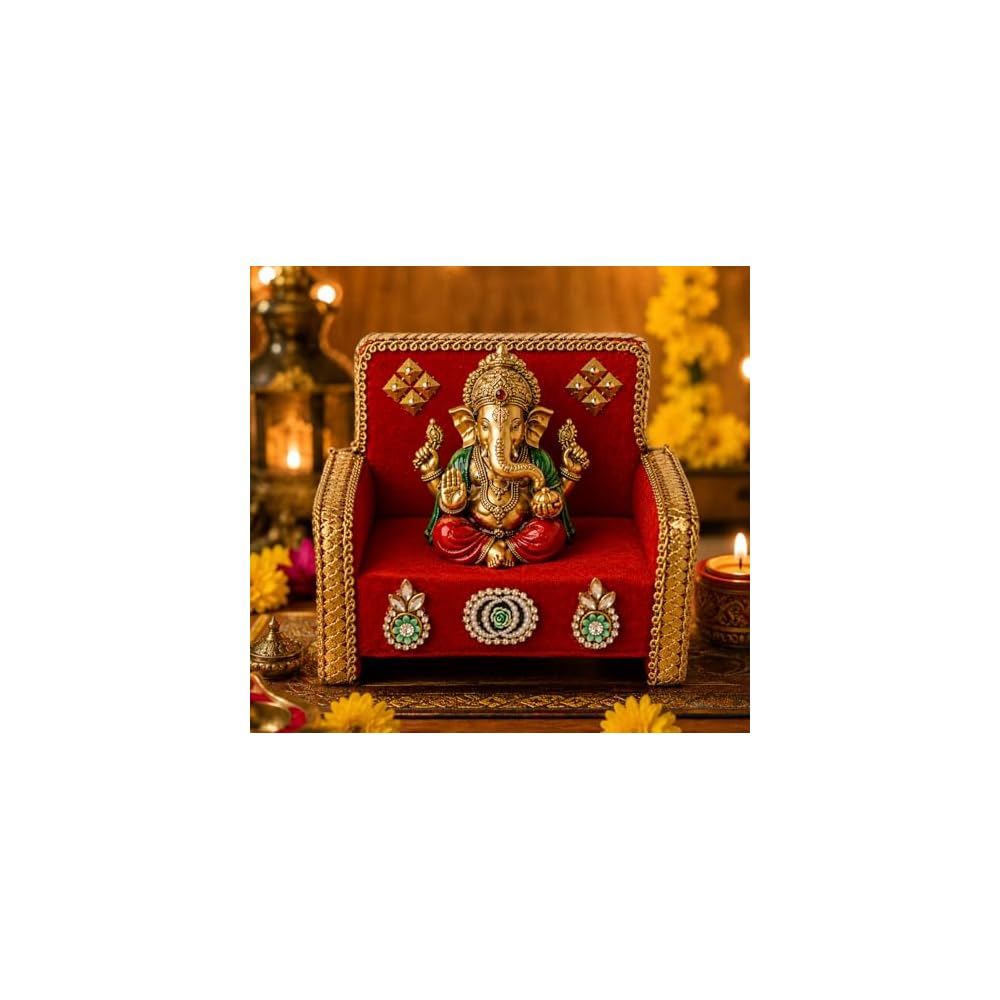 God Aasan Wooden Throne Sofa Chair for Ganpati Ganesha Small Idols-5"X4"