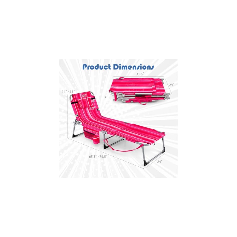 COSTWAY Tanning Chair with Face Hole, Folding Sun Bathing Lounge Chair