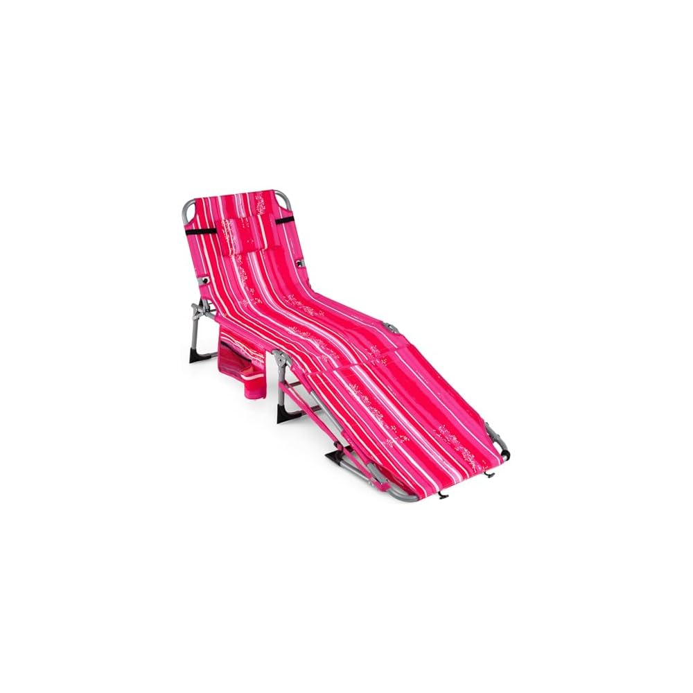 COSTWAY Tanning Chair with Face Hole, Folding Sun Bathing Lounge Chair