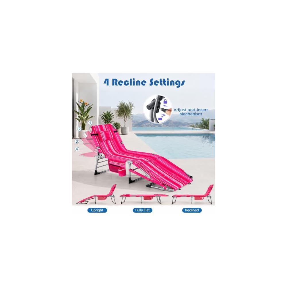 COSTWAY Tanning Chair with Face Hole, Folding Sun Bathing Lounge Chair