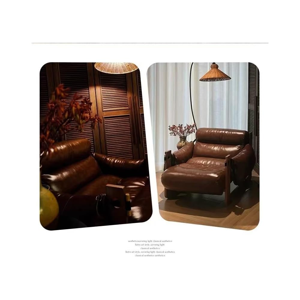 Vintage-Inspired Comfort Recliner with Ergonomic Design (Grey Pale Skin [Walnut Legs])