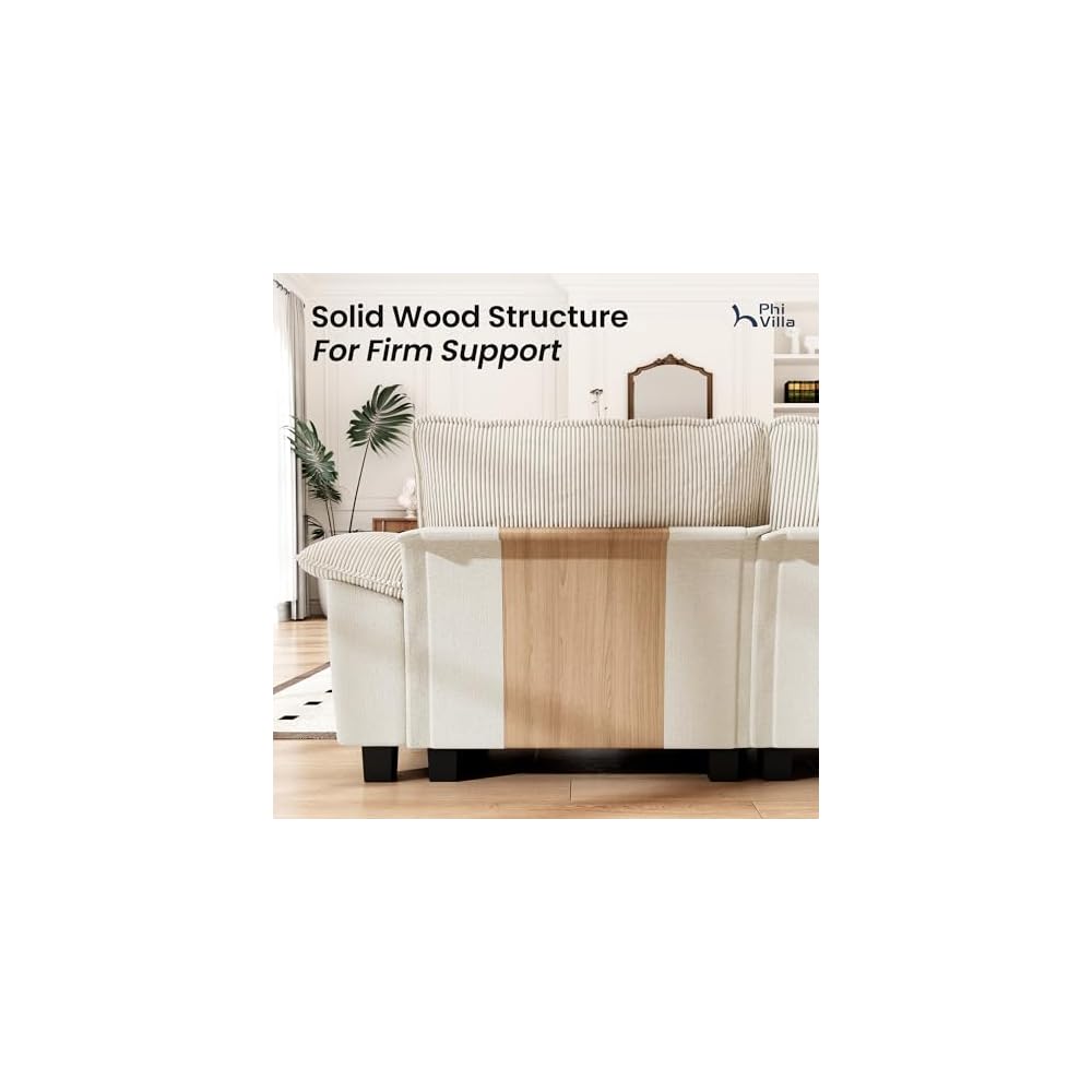 PHI VILLA 123.6" Oversized Modular Sectional Couch 4-Seat L Shaped Beige