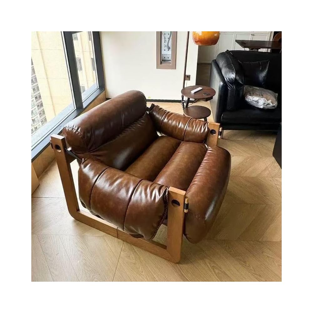 Vintage-Inspired Comfort Recliner with Ergonomic Design (Grey Pale Skin [Walnut Legs])