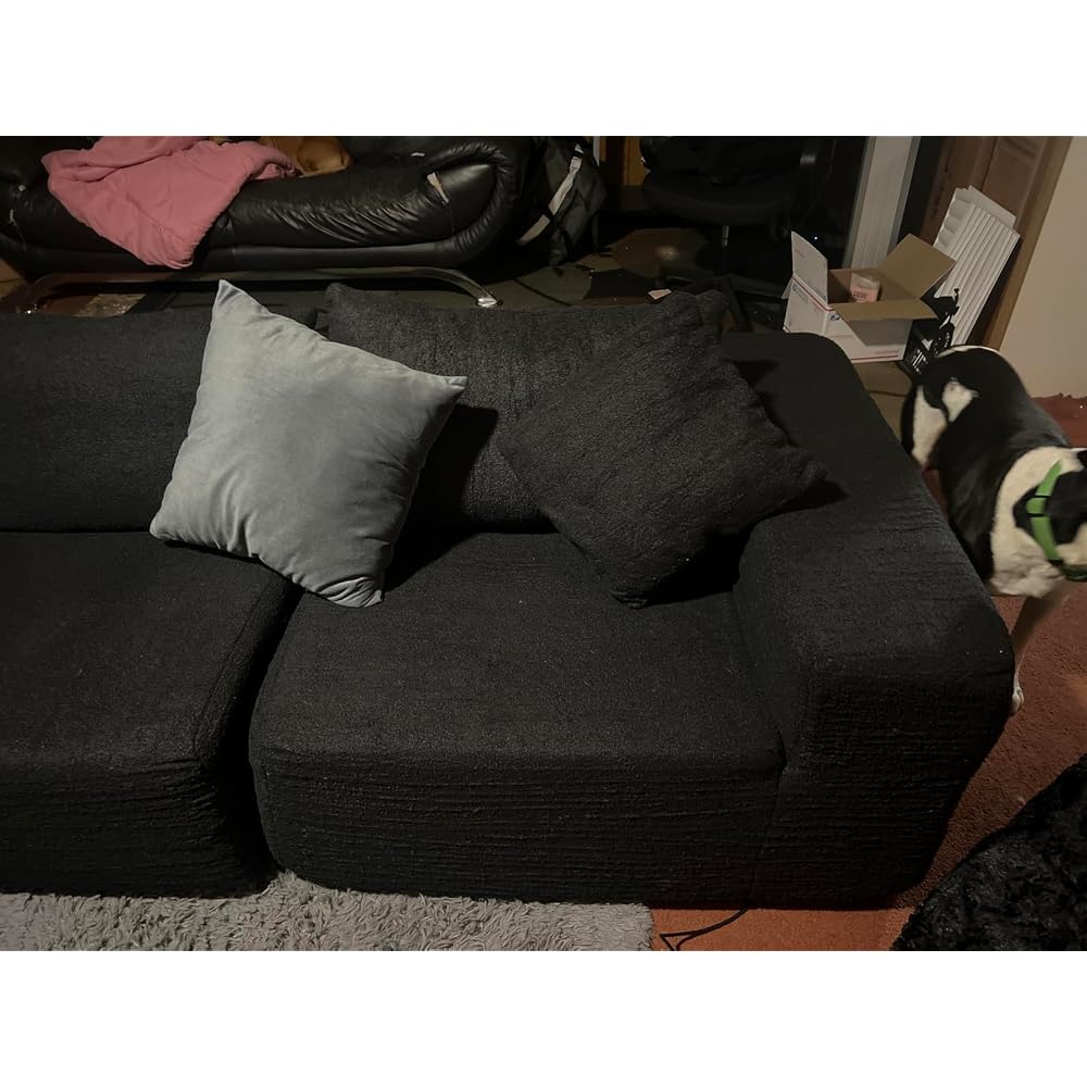 108" Modular Sectional Cloud Cream Couch for Living Room Deep Seat L Shapes Boneless Couch with Oversized Chaise Lounge, Comfy Memory Foam Flannel Fabric Sofa for Bedroom Apartment
