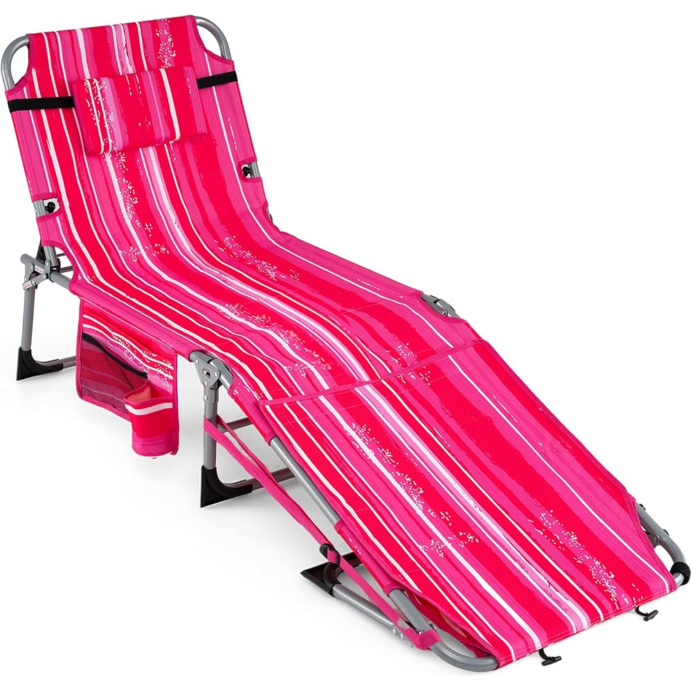 COSTWAY Tanning Chair with Face Hole, Folding Sun Bathing Lounge Chair