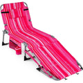 COSTWAY Tanning Chair with Face Hole, Folding Sun Bathing Lounge Chair