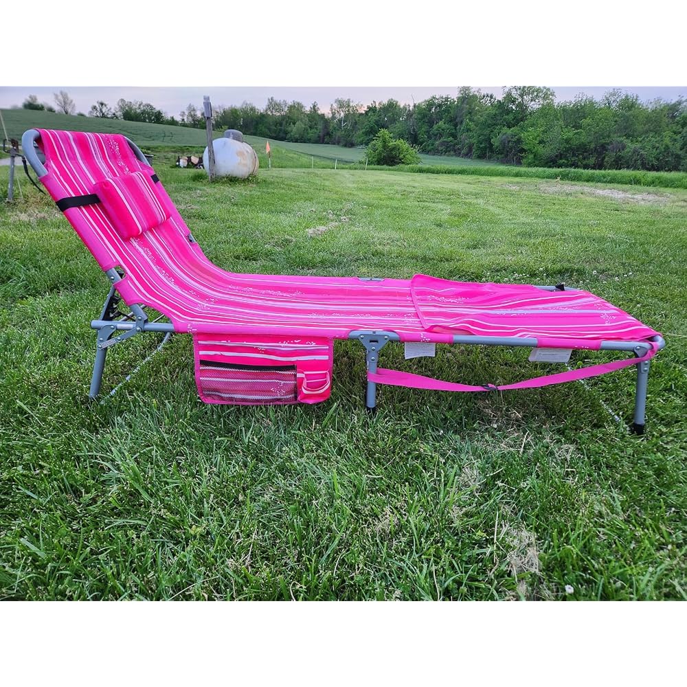 COSTWAY Tanning Chair with Face Hole, Folding Sun Bathing Lounge Chair