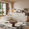 108" Modular Sectional Cloud Cream Couch for Living Room Deep Seat L Shapes Boneless Couch with Oversized Chaise Lounge, Comfy Memory Foam Flannel Fabric Sofa for Bedroom Apartment
